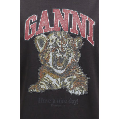 Ganni Black Cotton Baby Tiger T-Shirt