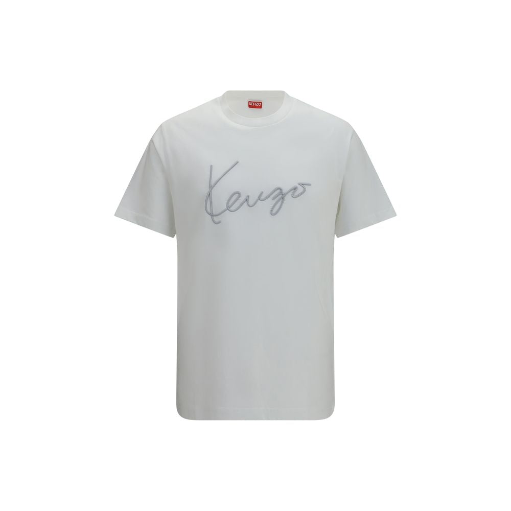 Kenzo Embroidered Signature White Cotton T-Shirt