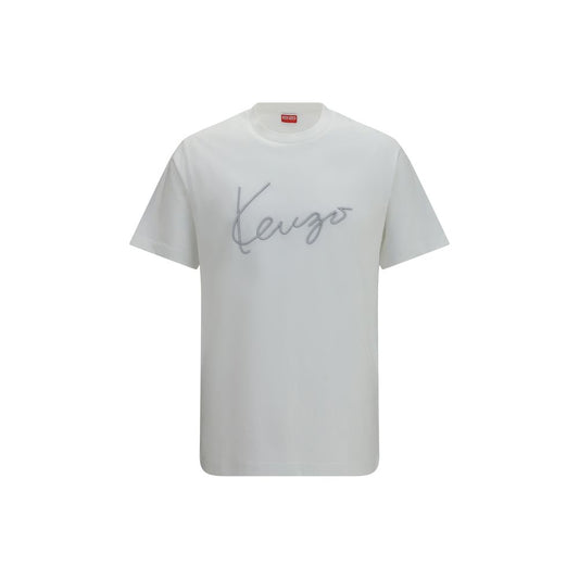 Kenzo Embroidered Signature White Cotton T-Shirt