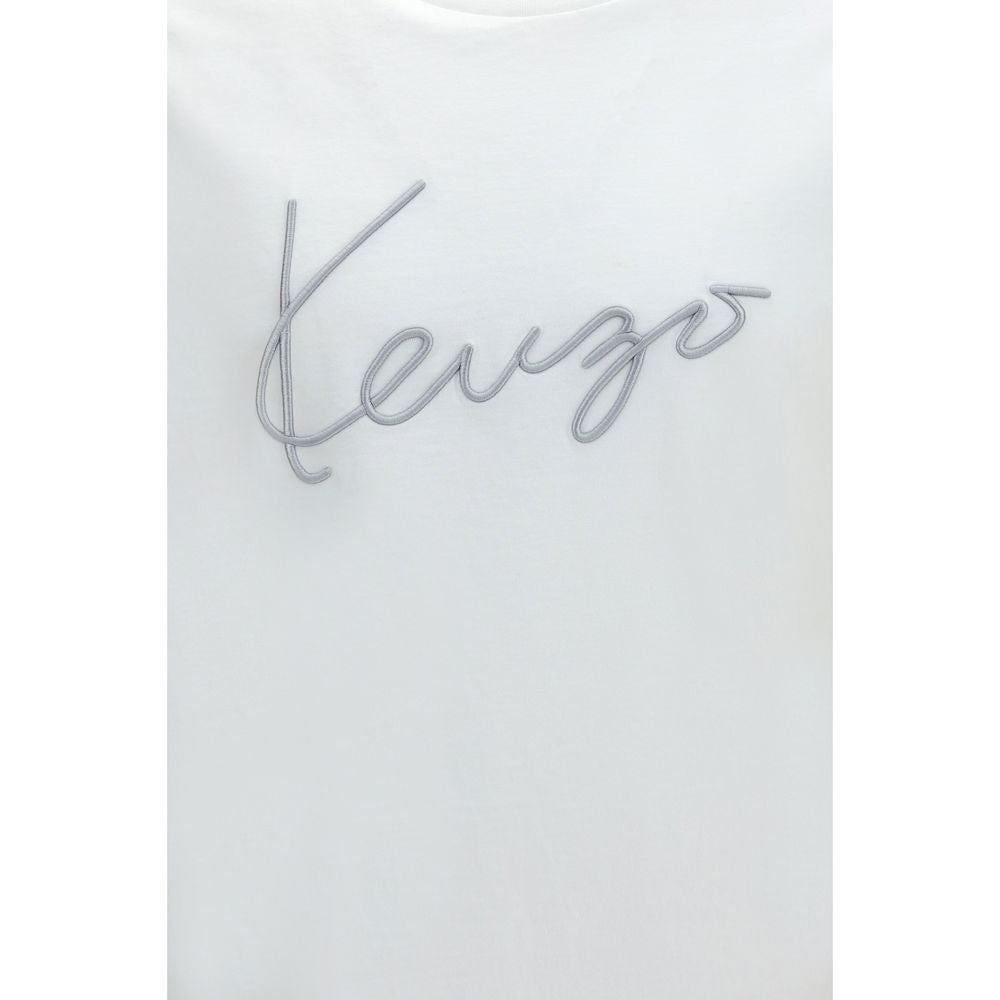 Kenzo Embroidered Signature White Cotton T-Shirt