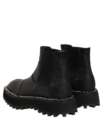 Dolce & Gabbana Black Leather Chelsea Boots for Men