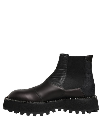 Dolce & Gabbana Black Leather Chelsea Boots for Men
