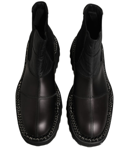 Dolce & Gabbana Black Leather Chelsea Boots for Men
