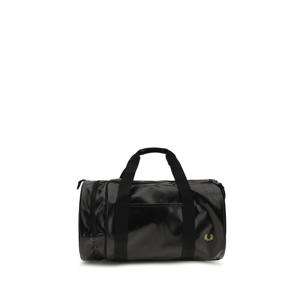 Fred Perry Black Polyester Barrel Duffle Bag