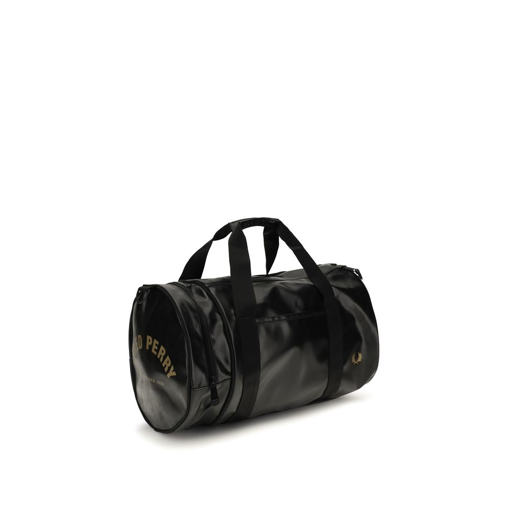 Fred Perry Black Polyester Barrel Duffle Bag