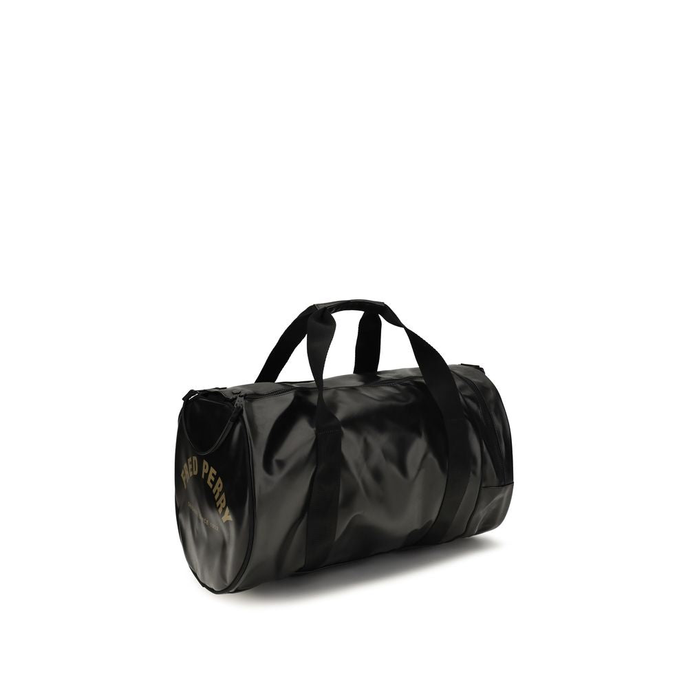 Fred Perry Black Polyester Barrel Duffle Bag