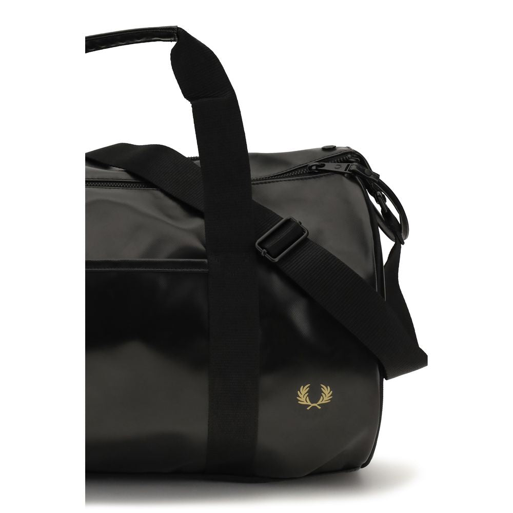 Fred Perry Black Polyester Barrel Duffle Bag