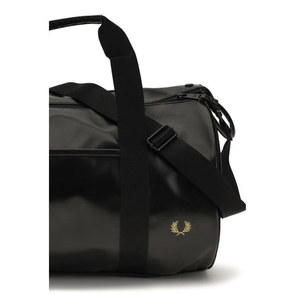 Fred Perry Black Polyester Barrel Duffle Bag
