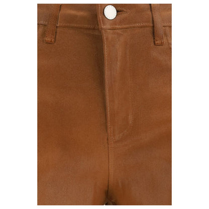 L'Agence Beige Cotton High-Waisted Wide Leg Jeans