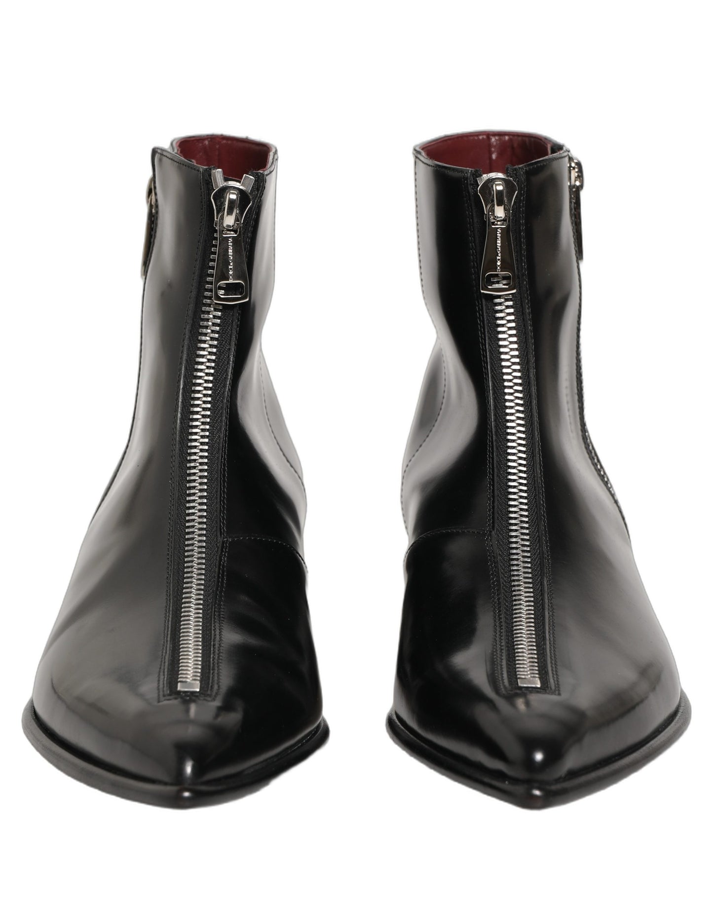 Dolce & Gabbana Black Leather Zipper Mid Calf Men Boots
