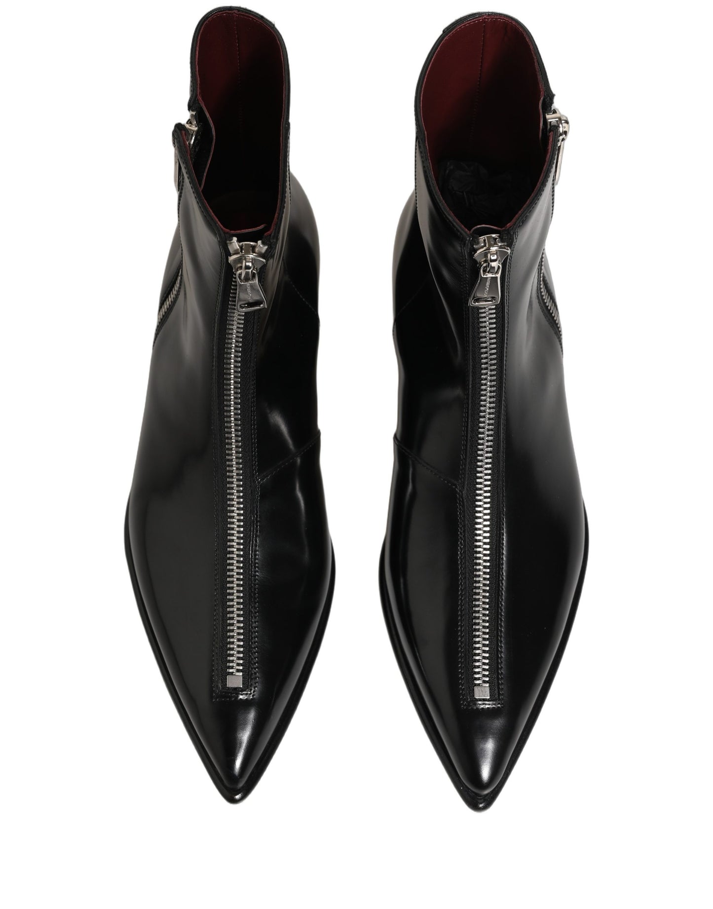 Dolce & Gabbana Black Leather Zipper Mid Calf Men Boots