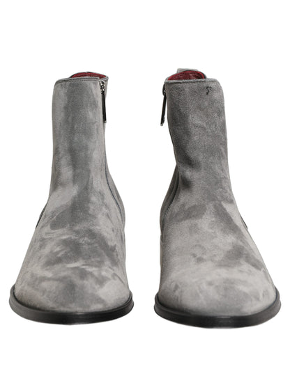 Dolce & Gabbana Gray Suede Leather Giotto Chelsea Boots for Men