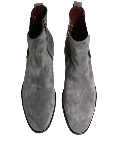Dolce & Gabbana Gray Suede Leather Giotto Chelsea Boots for Men