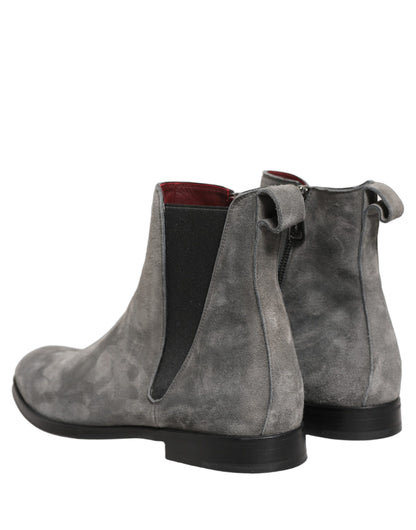 Dolce & Gabbana Gray Suede Leather Giotto Chelsea Boots for Men