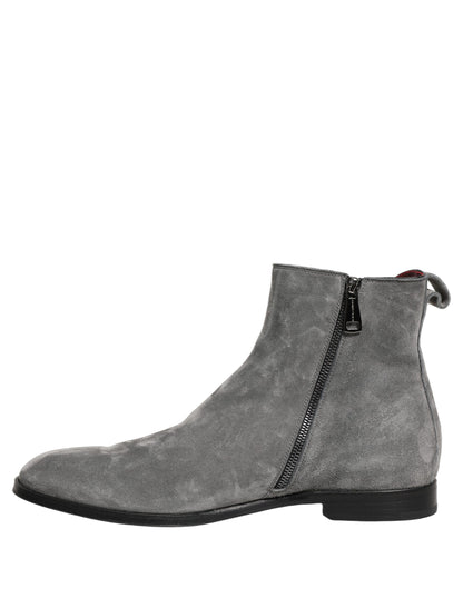Dolce & Gabbana Gray Suede Leather Giotto Chelsea Boots for Men