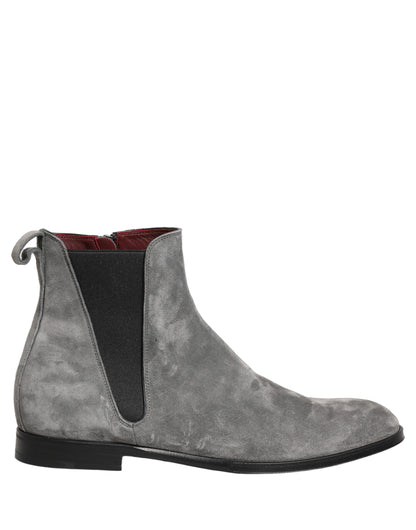 Dolce & Gabbana Gray Suede Leather Giotto Chelsea Boots for Men