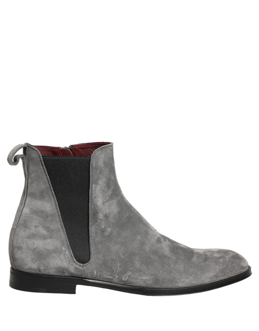 Dolce & Gabbana Gray Suede Leather Giotto Chelsea Boots for Men