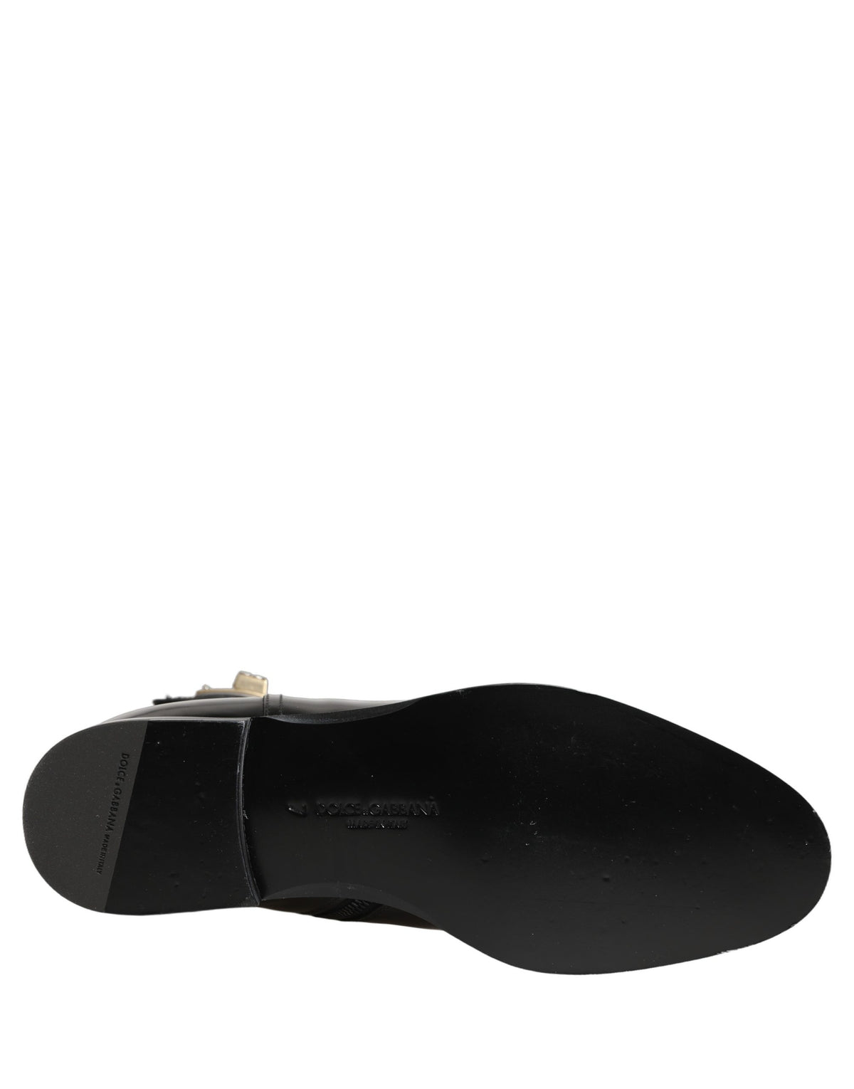 Dolce & Gabbana Black Leather Logo Buckle Mid Calf Boots