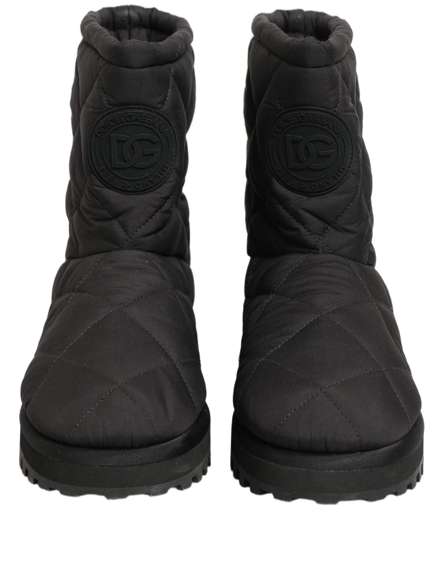 Dolce & Gabbana Black Quilted Effect Mid Calf Boots