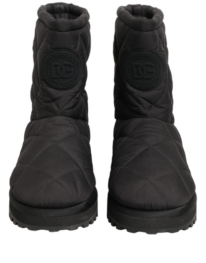 Dolce & Gabbana Black Quilted Effect Mid Calf Boots