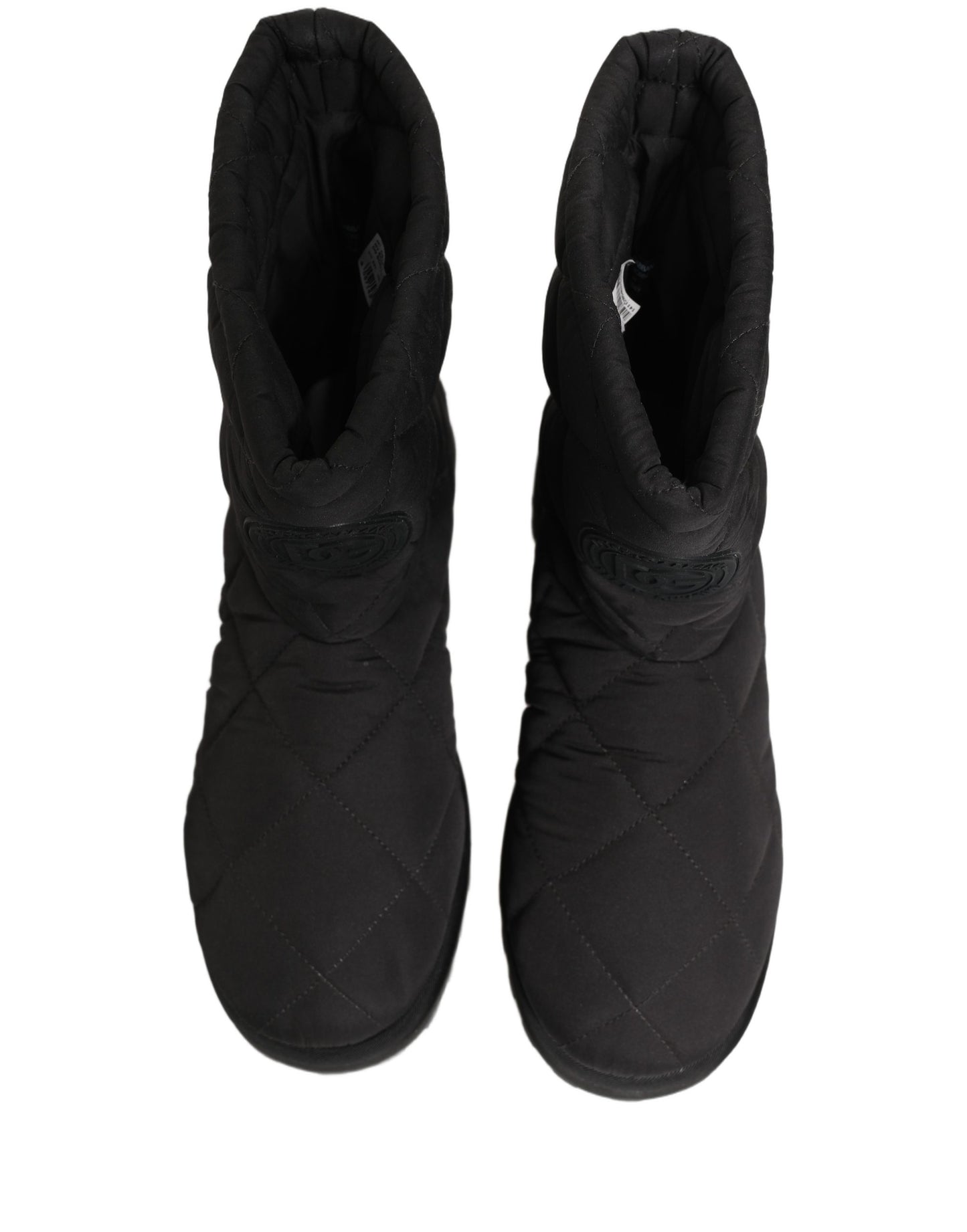 Dolce & Gabbana Black Quilted Effect Mid Calf Boots