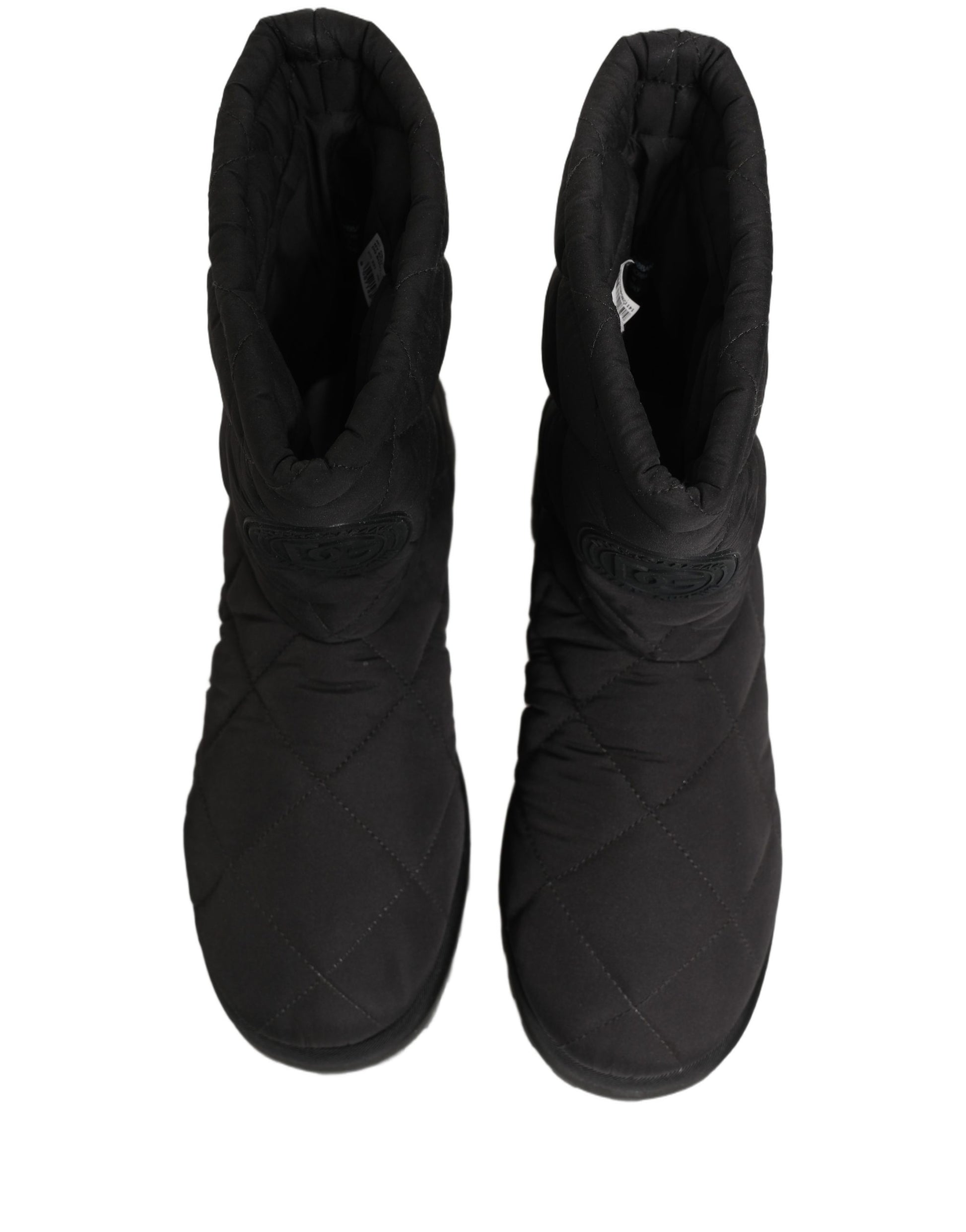 Dolce & Gabbana Black Quilted Effect Mid Calf Boots