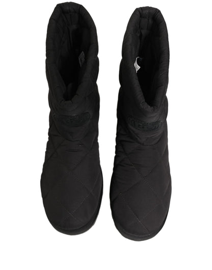 Dolce & Gabbana Black Quilted Effect Mid Calf Boots