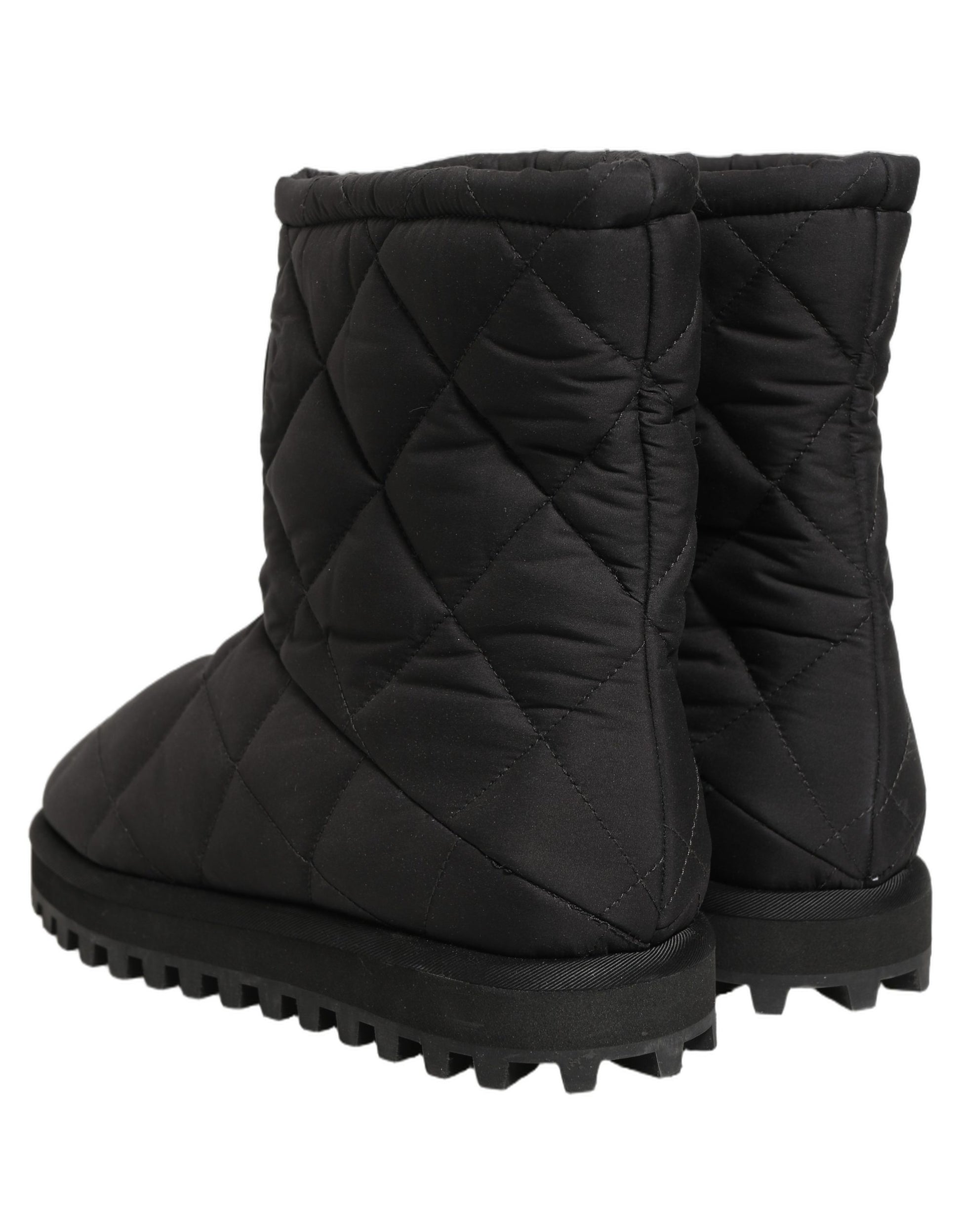 Dolce & Gabbana Black Quilted Effect Mid Calf Boots