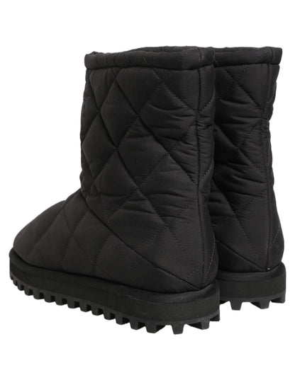 Dolce & Gabbana Black Quilted Effect Mid Calf Boots
