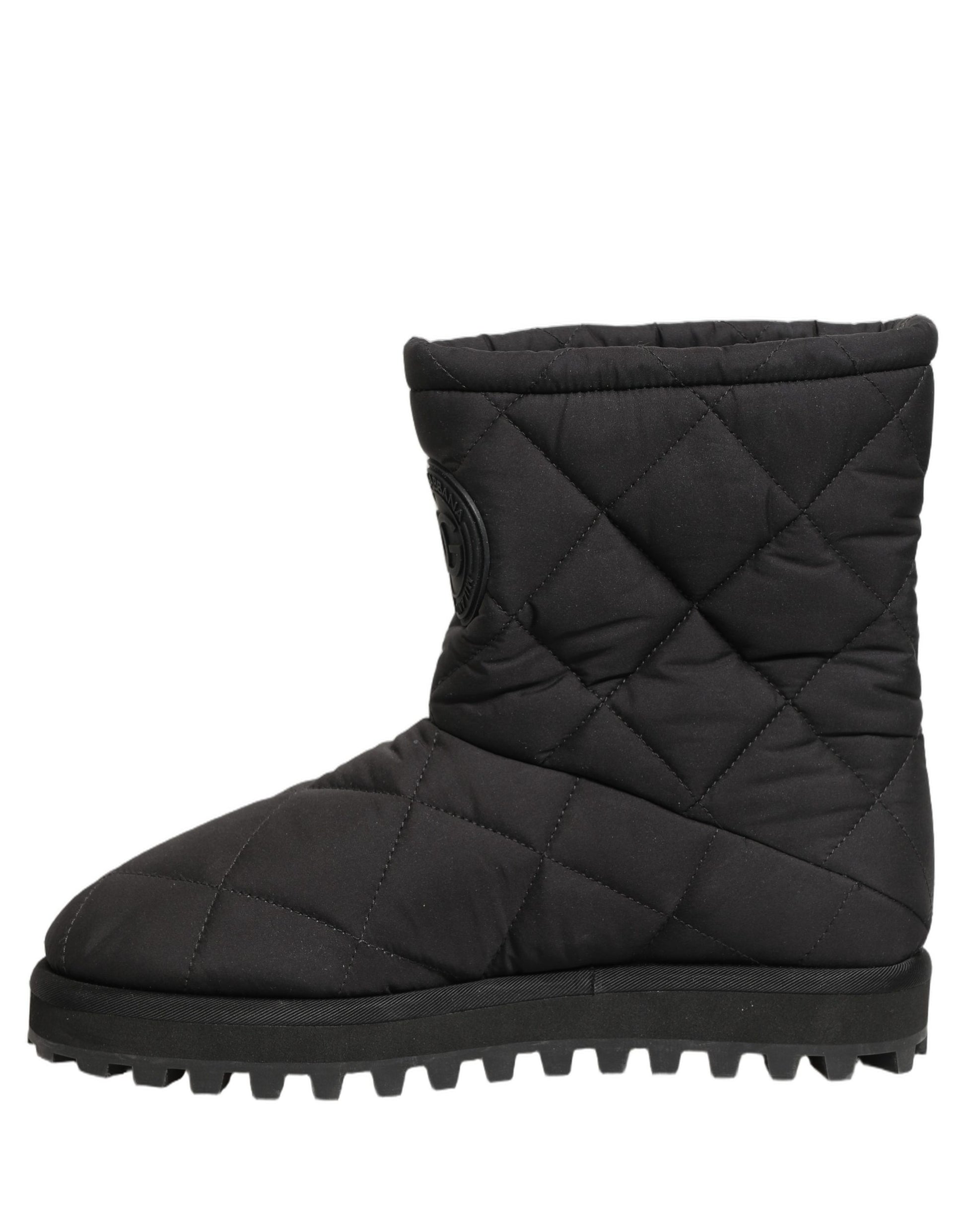 Dolce & Gabbana Black Quilted Effect Mid Calf Boots
