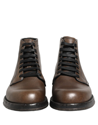 Dolce & Gabbana Perugino Brown Leather Ankle Boots for Men