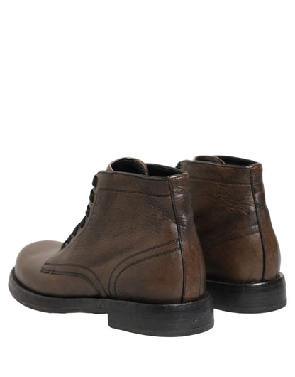 Dolce & Gabbana Perugino Brown Leather Ankle Boots for Men
