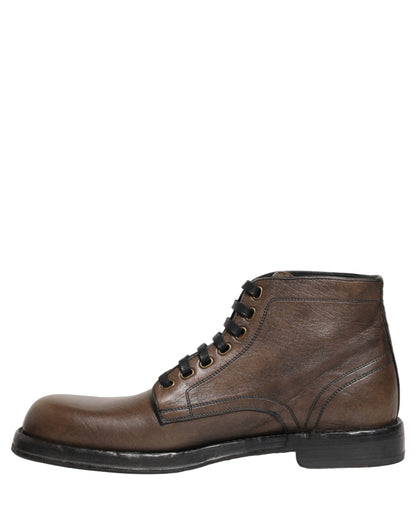 Dolce & Gabbana Perugino Brown Leather Ankle Boots for Men