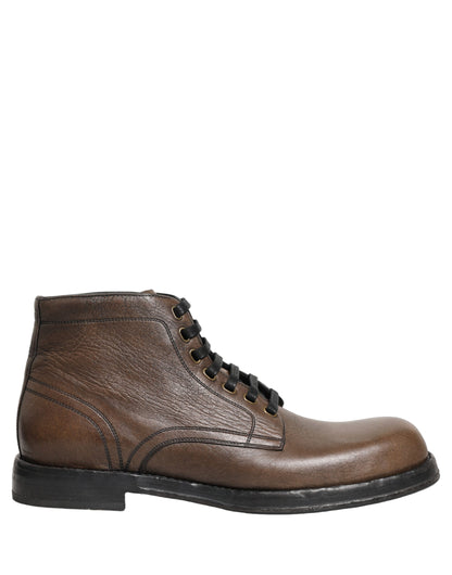 Dolce & Gabbana Perugino Brown Leather Ankle Boots for Men
