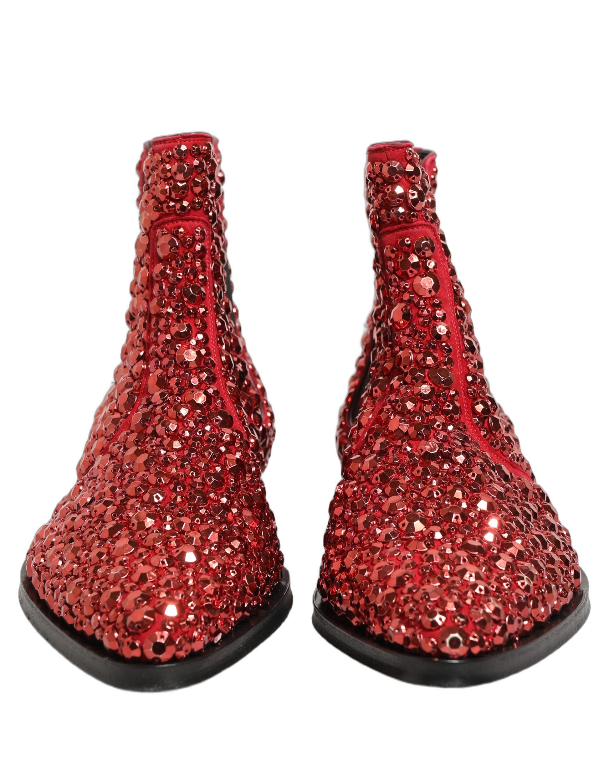 Dolce & Gabbana Red Embellished Chelsea Ankle Boots