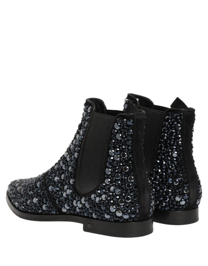 Dolce & Gabbana Black Embellished Chelsea Ankle Boots