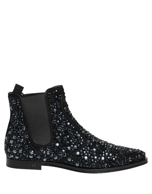 Dolce & Gabbana Black Embellished Chelsea Ankle Boots