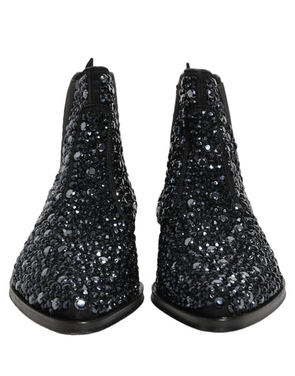 Dolce & Gabbana Black Embellished Chelsea Ankle Boots