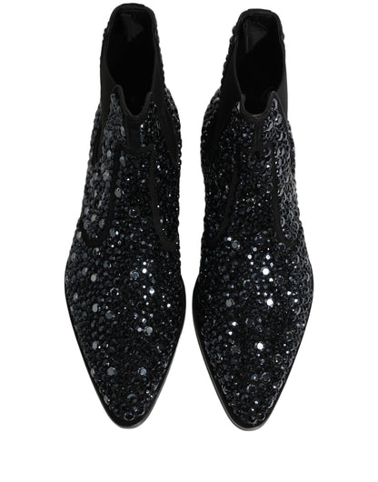 Dolce & Gabbana Black Embellished Chelsea Ankle Boots