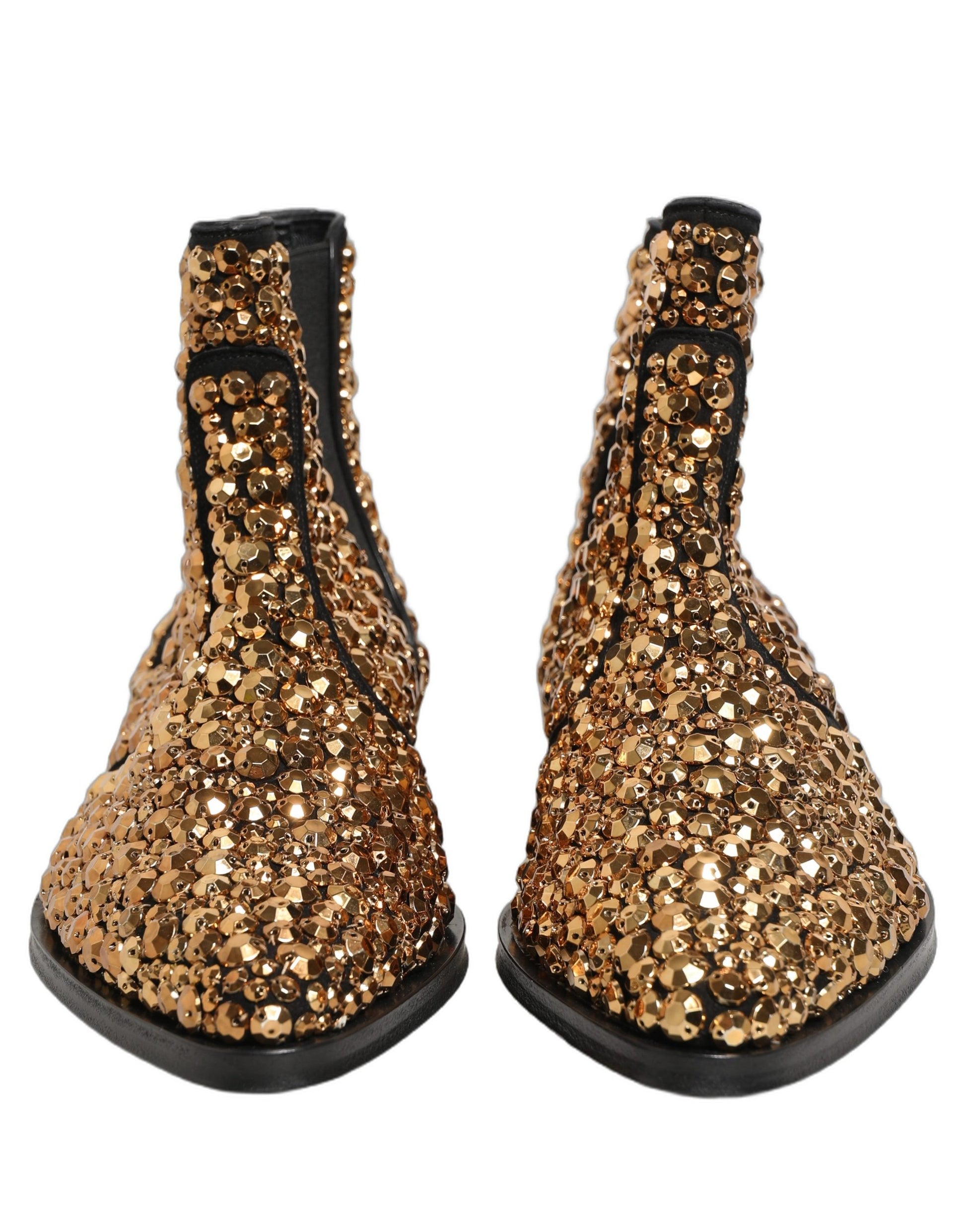 Dolce & Gabbana Gold Embellished Chelsea Ankle Boots