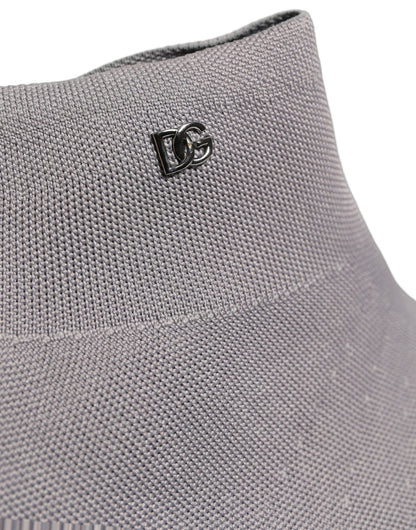 Dolce & Gabbana Gray Stretch Mesh Men Ankle Boots
