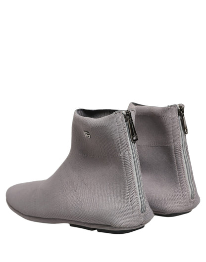 Dolce & Gabbana Gray Stretch Mesh Men Ankle Boots
