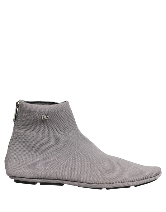 Dolce & Gabbana Gray Stretch Mesh Men Ankle Boots