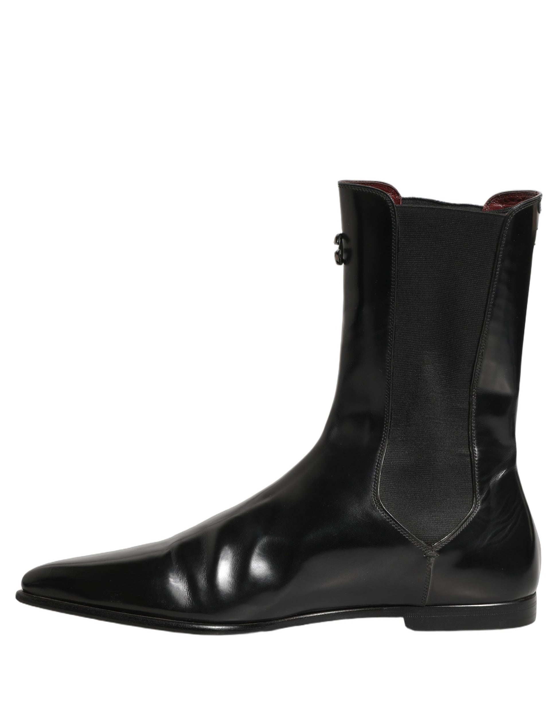 Dolce & Gabbana Black Leather Chelsea Mid Calf Boots Shoes