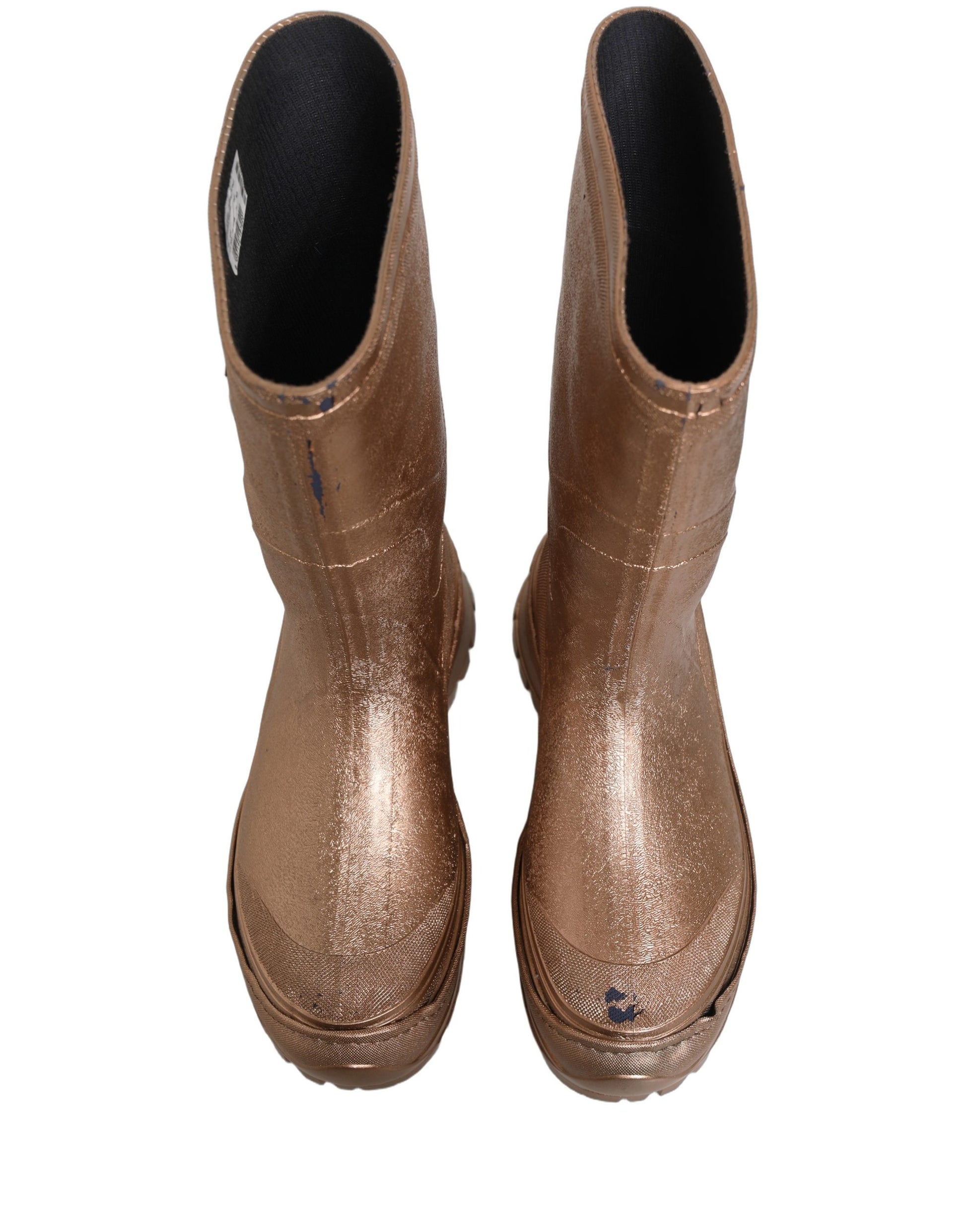 Dolce & Gabbana Rose Gold PVC Pull On Rain Boots Men Shoes