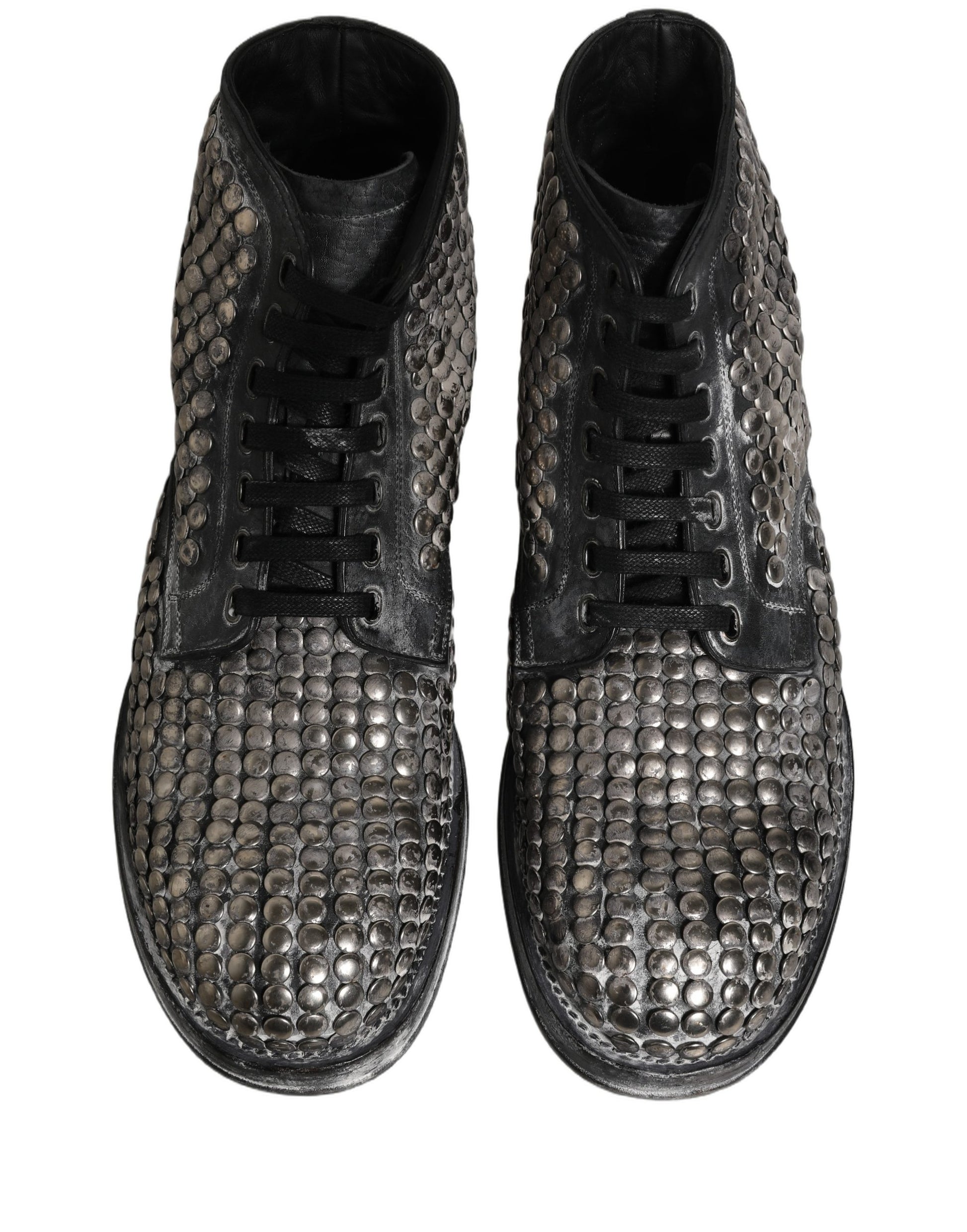 Dolce & Gabbana Black Leather Runway Studs Ankle Boots