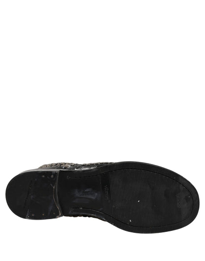 Dolce & Gabbana Black Leather Runway Studs Ankle Boots