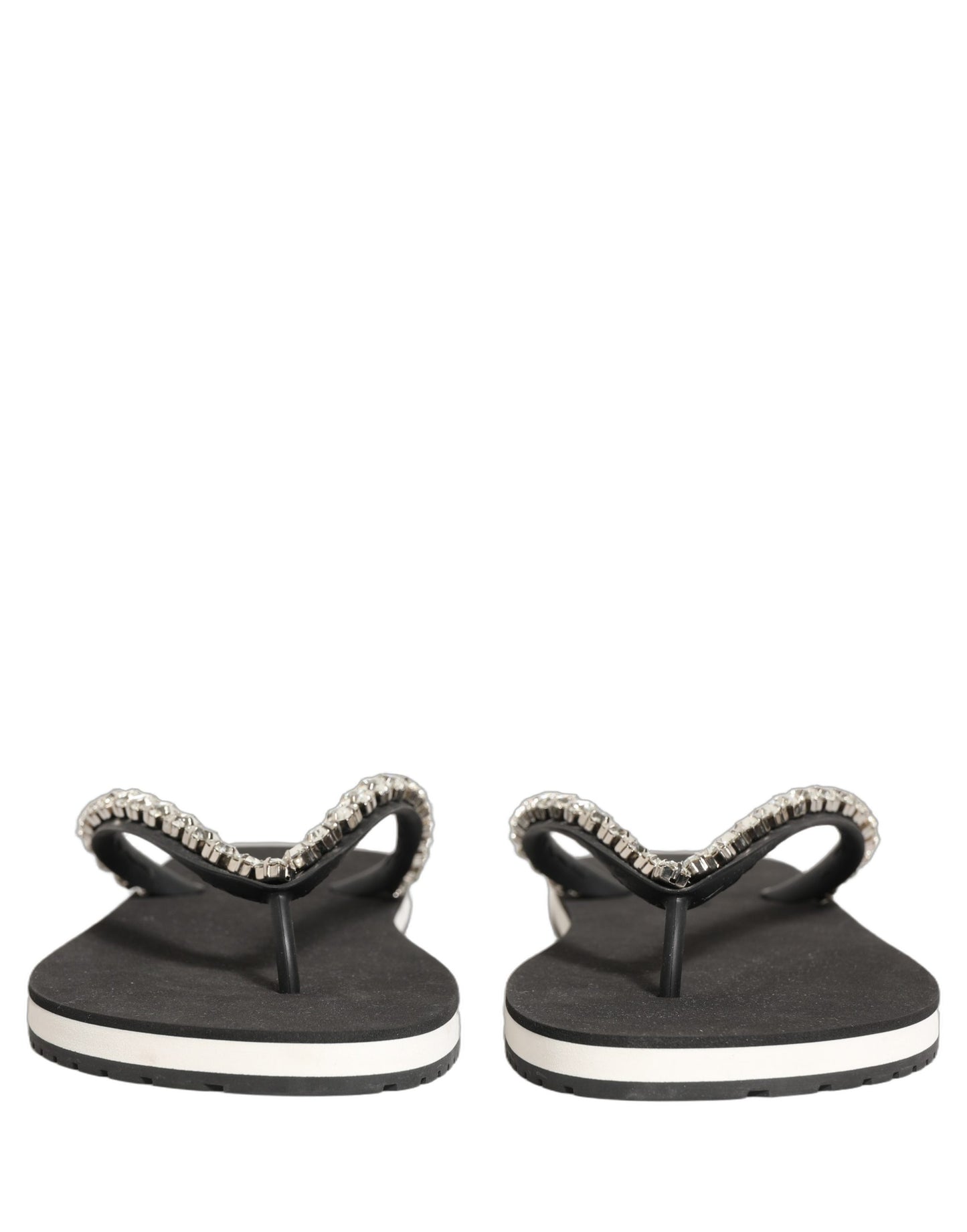 Dolce & Gabbana Black Embellished Rubber Flip Flops for Men