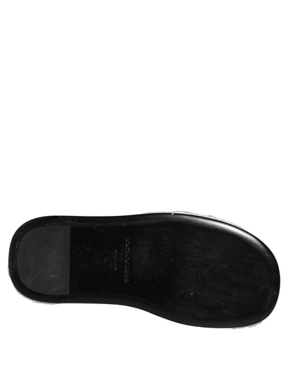 Dolce & Gabbana White Faux Fur Flats Men Slides Sandals Shoes