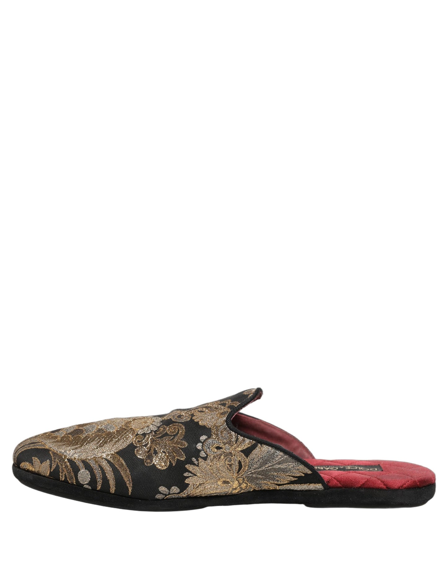 Dolce & Gabbana Black Floral Jacquard Flats Sandals for Men